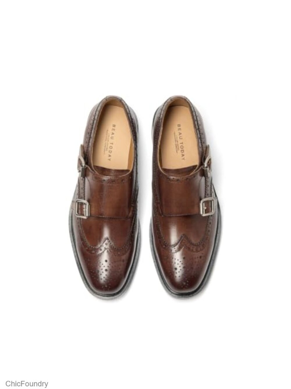 Genuine Leather Monk Strap Loafers Women Wingtip Dress Office Shoes